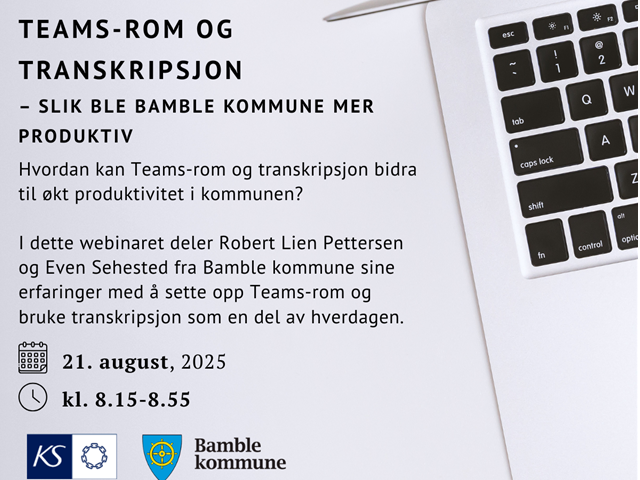 Teams-rom og transkripsjon – slik ble Bamble kommune mer produktiv
